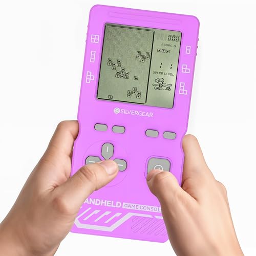 Silvergear® Retro Handheld Spielkonsole Blockspiel | Mini Tetris...