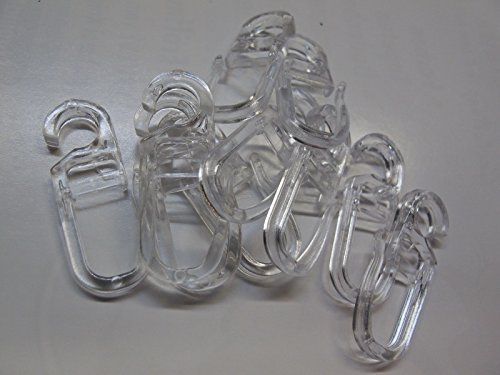 Gardinia Faltenlegehaken für Gardinenringe, Ø Öse 5,3 mm, Vorhang- und Gardinenhaken für Ringe, 10 Stück, Kunststoff, Transparent
