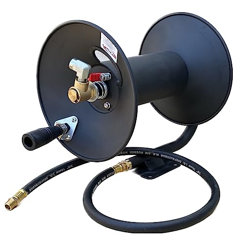 100' Hand Manual Air Hose Reel with Lead Hose - Fits 3/8
