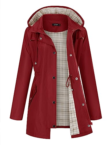 LOMON Women Waterproof Outdoor Hiking Raincoat Women Lined Rain Jacket Lightweight Hooded Jackets Trench Coats