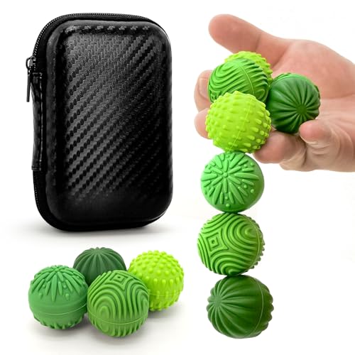 Magnetic Stress Fidget Balls for Adults Teens – 8pcs Sensory Magnetic Silicone Balls Desk Toy for Office, Silent Fidgets Roller Toy for Stress Relief | Large 4 Texture Magnet Toys with Organizer Box