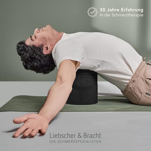 Liebscher & Bracht Original Rückenretter: Rückenstrecker, Brust- & Rückendehner mit Rille für Wirbelsäulen + Höhenregulierung, Rückentrainer Made in Germany, Übungen in der App Schwarz