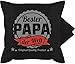 Shirtracer Vatertagsgeschenk Kissen Papa Geschenk - Bester Papa der Welt Retro Badge Dunkel - Unisize - Schwarz - Papa - GURLI Kissenhülle - Kissenbezug 50x50 cm und Dekokissen Bezug
