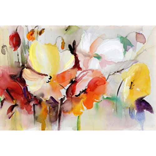 Impression sur toile fleurs aquarelle affiche murale salon 50x70