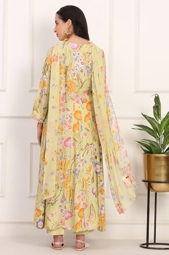Image of W for Woman Orange Abstract Printed Tiered Spaghetti Kurta and Leggings Set with Dupatta