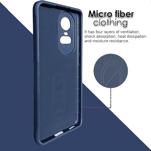 Image of A rtistque Liquid Silicone Stripes Back Cover Case for Oppo Reno 10 5G / Oppo Reno 10 Pro 5G | with Camera Protection | with Inner Fabric | Anti Slip Grip | AirBag Case - Blue