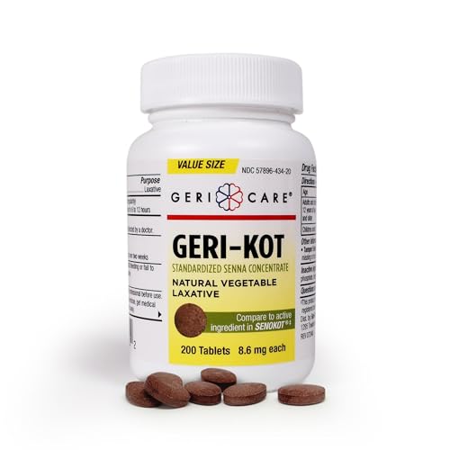 Image of Geri-KOT Senna Laxative & Stool Softener Tablets, 200ct| Natural Vegetable Stimulant Laxative| Smooth Bowel Movement Senna Tablets| Fast-Acting, Gentle Constipation Relief| 8.6mg Sennosides