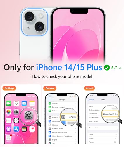 Image of FNTCASE for iPhone 15 Plus Case: for iPhone 14 Plus Case [Compatible with Magsafe] Translucent Matte Cases with [Screen Protector] Military Grade Shockproof Protective Phone Cover - Hot Pink