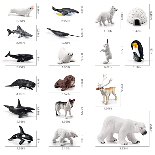 Arctic Ocean Animals Figurines Set 18Pcs Christmas Toy Gift Polar Bear Figurine Arctic Fox Figure Penguin Figurines Snow Mold For Kids Toddlers Arctic Fish Figurines Preschool Educational Playset #TOP5