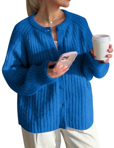 COZYPOIN Women Chunky Cardigan Open Front Sweater Long Sleeve Knitted Cardigan Button Down Outerwear Knitwear
