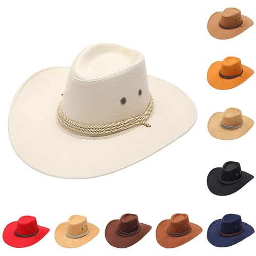Men Women Cowboy Hat Cap Wide Sunhat Winter，Adult Casual Solid Summer Fashion Cowboy Sun Hat Wide Brim Travel Sun Cap