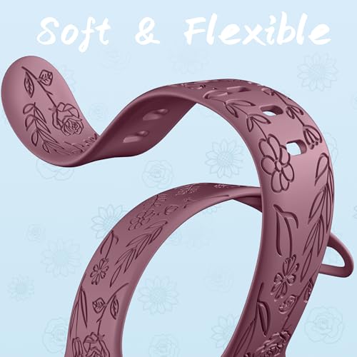 Image of SNBLK 6 Pack Floral Engraved Bands Compatible with Apple Watch Bands 40mm 41mm 42mm 38mm 44mm 45mm 46mm 49mm Women Men, Silicone Flower Pattern Strap for iWatch Series 11 10 Se Ultra 9 8 7 6 5 4 3 2 1