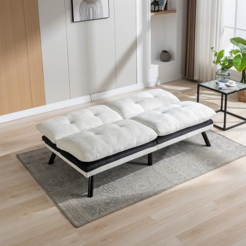 Miniatura 34 de Sofá cama futón, sofá convertible moderno, sofá biplaza plegable, sofás de futón transpirables para espacios pequeños compactos, reposabrazos