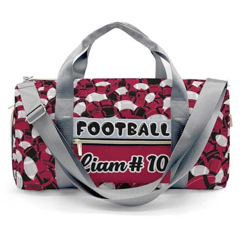 Gym Bags Custom Red Black Grey Rugby Duffel Bag with Name Adjustable Shoulder Strap Travel Bag for Teens