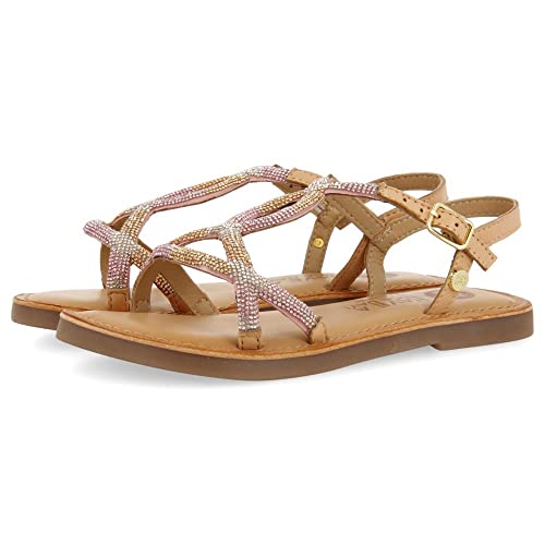 Sandales en peau rose à verreries pour fille Velizy