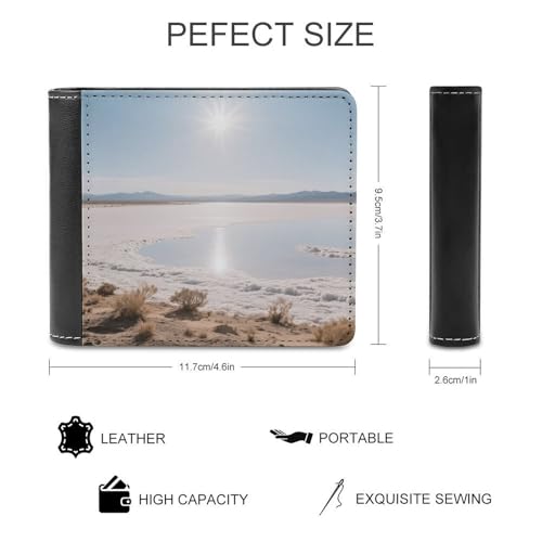 Slim Wallet Saline Lake Compact Bifold Wallet with Credit Card Holder Leather Coin Slot ID Window Unisex2