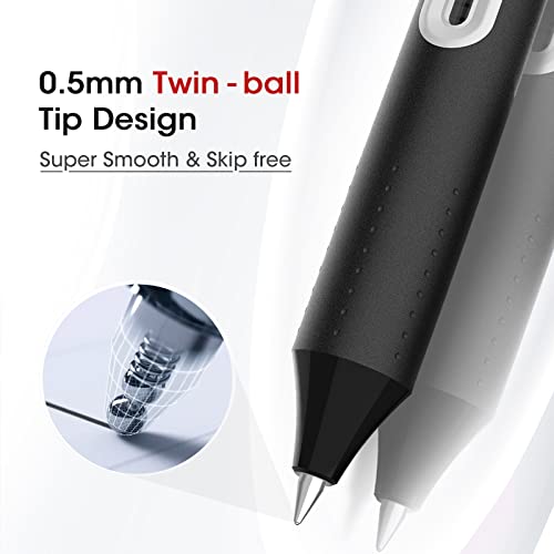 Writech Retractable Liquid Rollerball Pen: Click Silent Multicolor Rolling Ball Pens Black & Red Ink Color-Writing Journaling Notetaking Sketching 8Ct Smooth 0.5Mm Fine Point Tip No Bleed Smear Smudge #TOP3