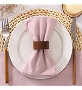Santaben Dusty Pink Cloth Napkins Set of 4 Bulk Valentine's Day Washable Cotton Napkins 17"×17" f...
