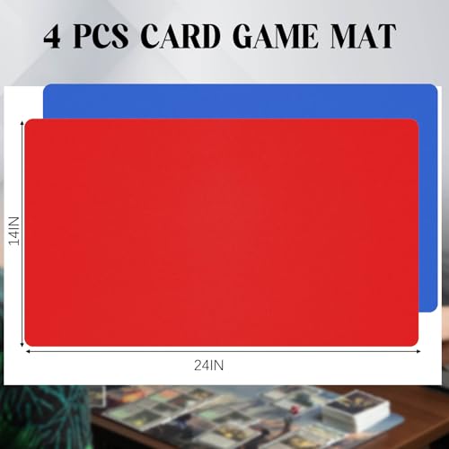 Image of Ecally 4 Pcs Card Game Mats 24 x 14 Inch Playmat Table Smooth Playing Card Mat for TCG, Gameplay (Red,Blue)