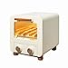 JJINPIXIU Horno de 8 l, tostadora de escritorio, horno de barbacoa, mini máquina de desayuno casera pequeña retro, bandeja para migas desmontable, temporizador de 15 minutos, fácil de limpiar y hornea