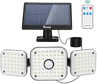 Solar Security Lights, 112LED Motion Sensor Solar Lights Outdoor, Wall Lights with Separate Solar Panel, 3 Adjustable Head 270° Wide Angle, Waterproof Solar Flood Light for Yard Garage Pathway