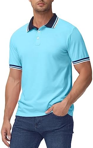 TEREDIER Mens Golf Shirts Short Sleeve Moisture-Wicking Shirts Collared Shirt Men Tennis Polo Shirt Golf Polo