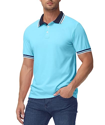 Teredier Mens Golf Shirts Short Sleeve Moisture-Wicking Shirts Collared Shirt Men Tennis Polo Shirt Golf Polo #TOP2