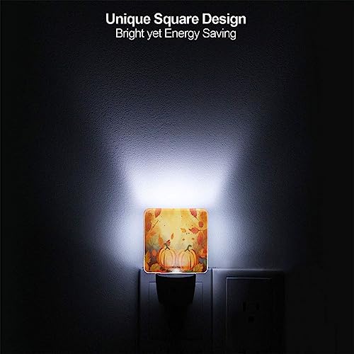 Image of Maple Pumpkins Fall LED Plug-in Night Lamp 2 Piece Set, Auto Sensor Nightlights Set of 2 for Bedroom Bathroom