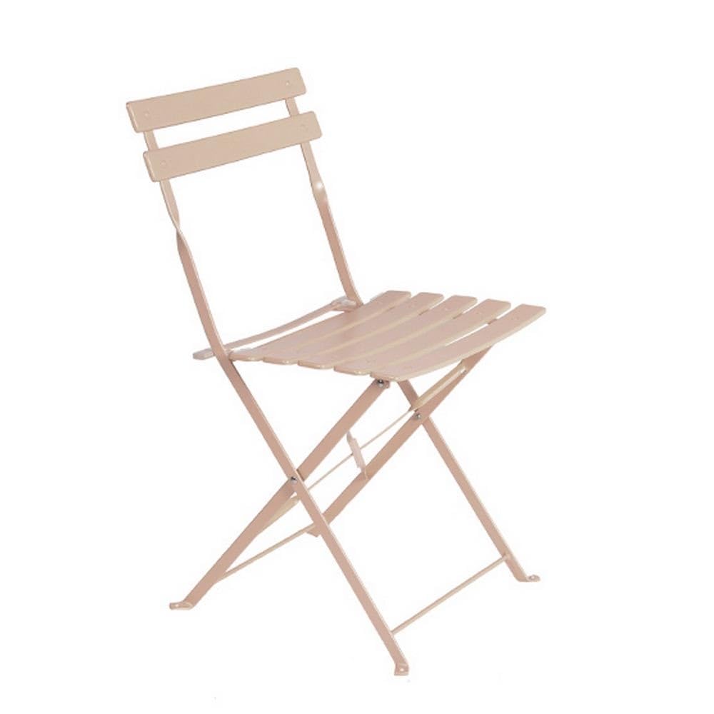 LOLAhome Set 2 Sillas jardín Plegables Sira Acero Taupe 41x46x80 cm | Tratamiento Epoxi para exterior.