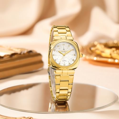 Image of London Fog Salisbury Collection Watch for Women with Geometric Patterned Dial, Crystal Hour Markers Quartz Movement and Stainless Steel Strap - LFW20001