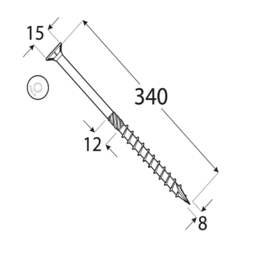 Caja de Tornillos para Madera Torx de 8x340mm (50 uds)