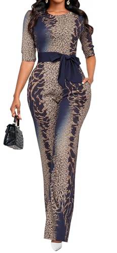 Jumpsuits for Women Dressy Formal Elegant Half Sleeve Wide Leg