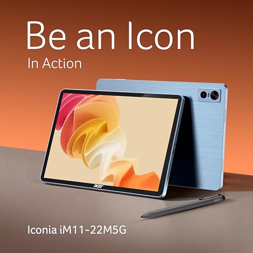 Image of Acer Iconia 5G Tablet with Stylus Pen| 11.45 inch90Hz IPS Display, MediaTek 8791T Processor, 8GB RAM + 128GB Storage, 16MP Rear+8MP Front Camera,Wi-Fi + 5G Volte, Android 15,BT 5.2, Slim Metal Body,Blue