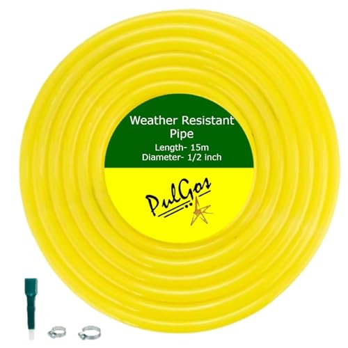 Image of PulGos Upgraded Heavy Duty PVC Garden Hose Pipe - Flexible, Lightweight & Leak-Resistant Water Pipe with Tap Adapter & 3 Clamps for Gardening, Car Washing, Lawn Care & Outdoor Use (Yellow, 1 Pc)