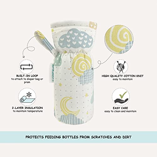 Image of abracadabra Cotton Relaxed Fit Bottle Modern Cover (Set Of 2) - Lost In Clouds,multicolor