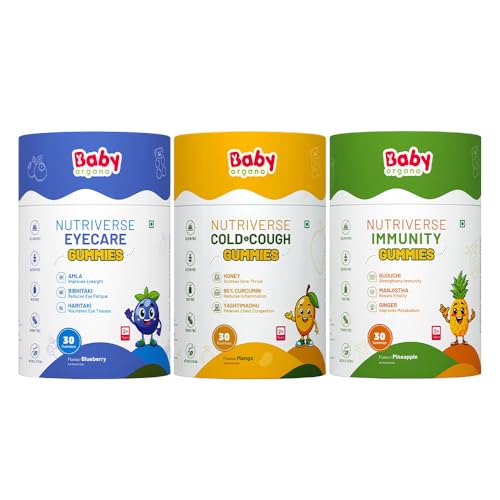 Image of BabyOrgano Nutriverse Kids Eye Care + Immunity + Cold Cough Relief Gummies |Herbal Kids Gummies with Natural Ingredients |Vision & Immune Support |2-15 Years