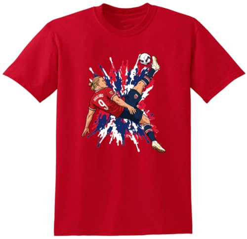 BarleyCone Erling Haaland Spray Paint Norway Shirt T-Shirt Adult 3XL Red