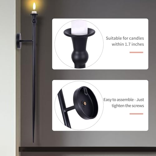 Ooomart TU25881 Ooomartcandle Sconces Long Wall Candle Holder - Set Of 2 Black Long Wall Candle Sconce Retro Chic Wall Sconces Candle Holder Decoration For Dining Room thumb #2