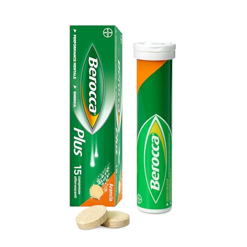 Berocca Plus - Integratore Multivitaminico Vitamine e Minerali, con Vitamine B e C, Magnesio e Zinco, per Energia, Concentrazione e Memoria - 15 Compresse Effervescenti Gusto Arancia