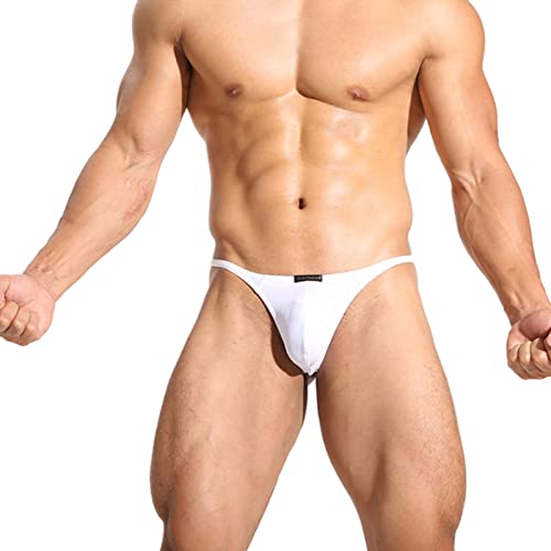 PIYAX Tangas y Tanga para Hombre, Ropa Interior de Tiro bajo, Calzoncillos sólidos, suspensorio Hipster, lencería Sexy, Tanga Transpirable