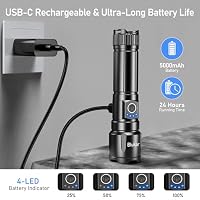 Blukar Taschenlampe LED Aufladbar, Extrem Hell Zoombar Taschenlampen – Ansicht 6