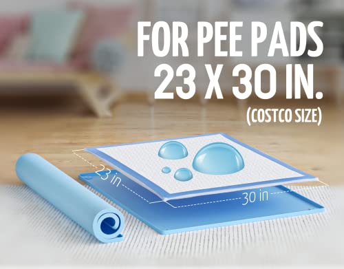 Image of Skywin TidyFriend Pee Pad Holder Tray for 30 x 23 InchesPeepad with Corner Clips, 2 Pack Silicone Dog Potty Tray, Easy to Clean No Spill Dog Potty Training Pad Holder (Blue)