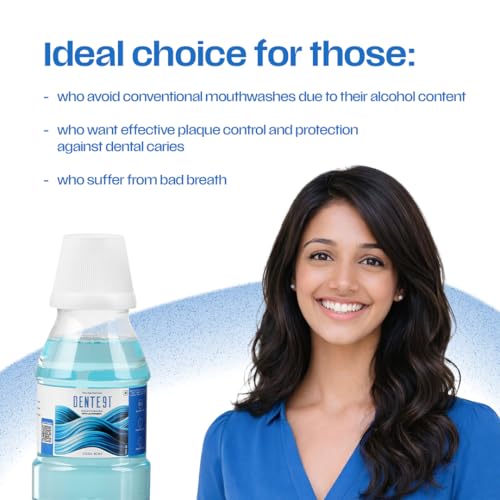 Image of DENTE91 Cool Mint Mouthwash| Pack Of 1 | Sugar-Free, Alcohol-Free, No Burning Sensation, Liquid | Kills 99.0% Germs & Prevents Bad Breath | Antibacterial & Antifungal | 150Ml
