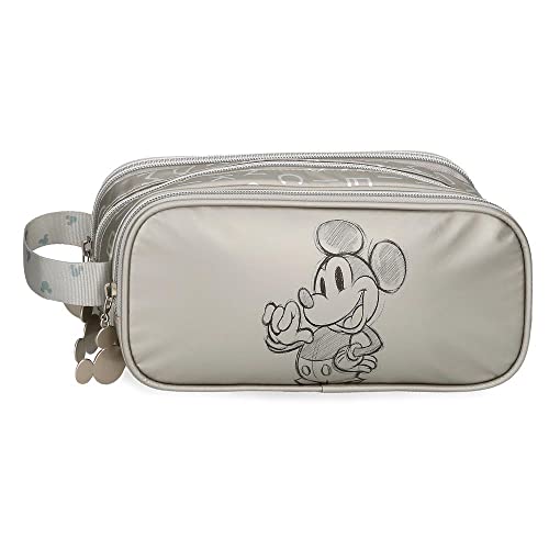 Disney - Estuche De Chica Mickey 100 Tres Compartimentos Y Asa Para Colgar En Oferta Disney Mickey 100 Estuche Triple Gris 22X10X9 Cms Poliéster