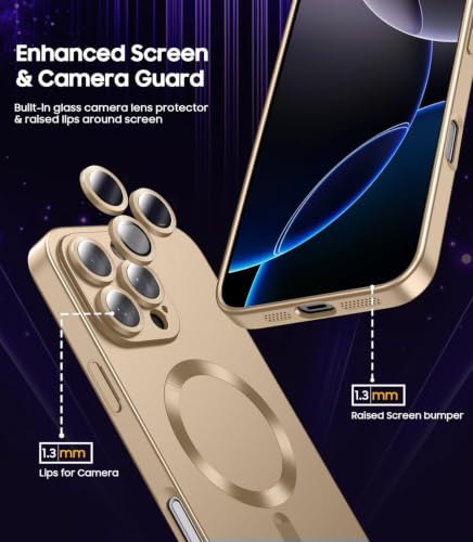 Image of DIZORO Magnetic Case for iPhone 12 Pro Max Cover [Compatible with MagSafe][Built-in Camera Lens Protector] Slim Soft Silicone Bumper Shockproof Metallic Luster Back Cover Phone Cases (Desert)