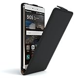 EAZY CASE Hülle kompatibel mit Huawei Ascend P8 Hülle Flip Cover zum Aufklappen, Handyhülle aufklappbar, Schutzhülle, Flipcover, Flipcase, Flipstyle Hülle vertikal klappbar, aus Kunstleder, Schwarz