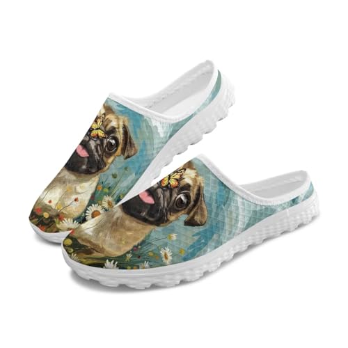 Binienty Women Wide Width Mesh Slippers Fashion Slip on Mule Shoes Breathable Ladies Outdoor Garden Loafers