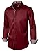 JEMITOP Men's Stretch Multi-Use Dress Shirts Party Prom Wedding Tuxdeo Long Sleeve Button Down Shirts Burgundy L