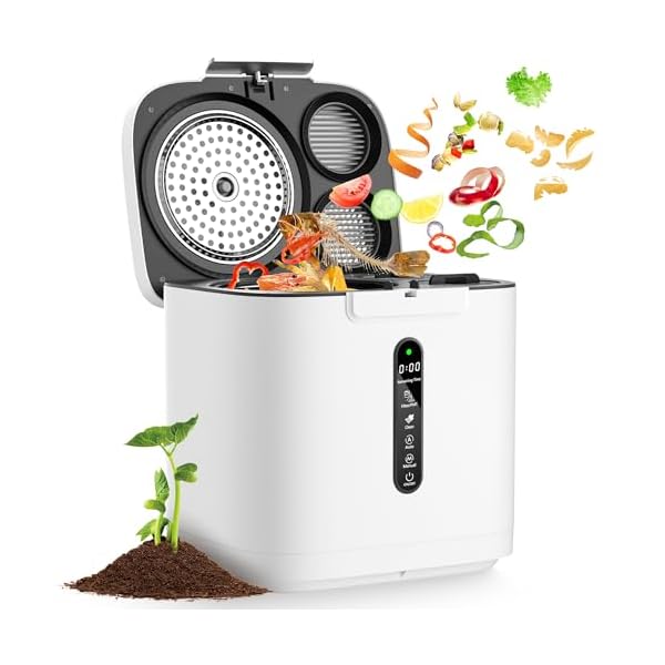 4L Electric Composter for Kitchen, Smart Compost Bin Outdoor/Indoor, Odorless/Auto-Cleaning/ 3 Modes/Intelligent LED Display, Turn Food Waste to Fertilizer for Garden, Food Waste Compost Machine