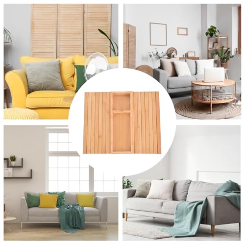 Bandeja de reposabrazos ajustable para sofá mesa de brazo de madera con base antideslizante 6